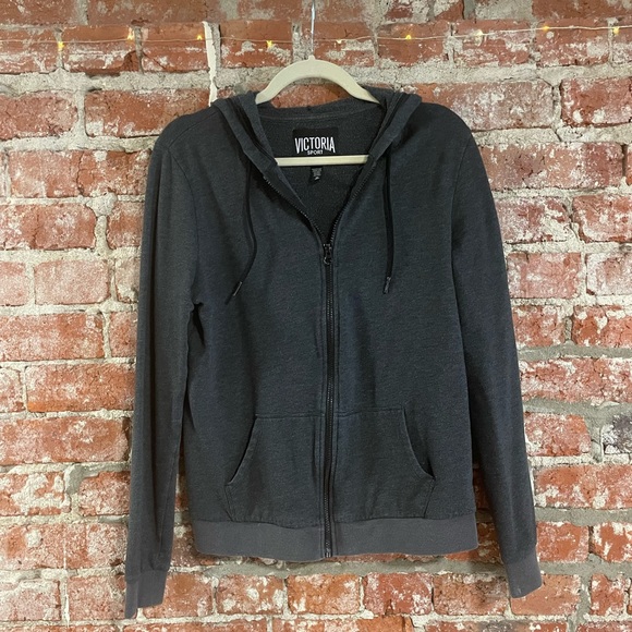 🐈‍⬛🤍Victoria’s Secret Zip Hoodie🤍🐈‍⬛ dark grey - S - Picture 2 of 7
